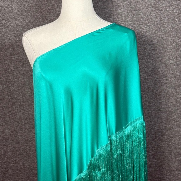 Cult Gaia Ayla Asymmetric One Shoulder Fringe Ebra Green Top Medium - Picture 3 of 13